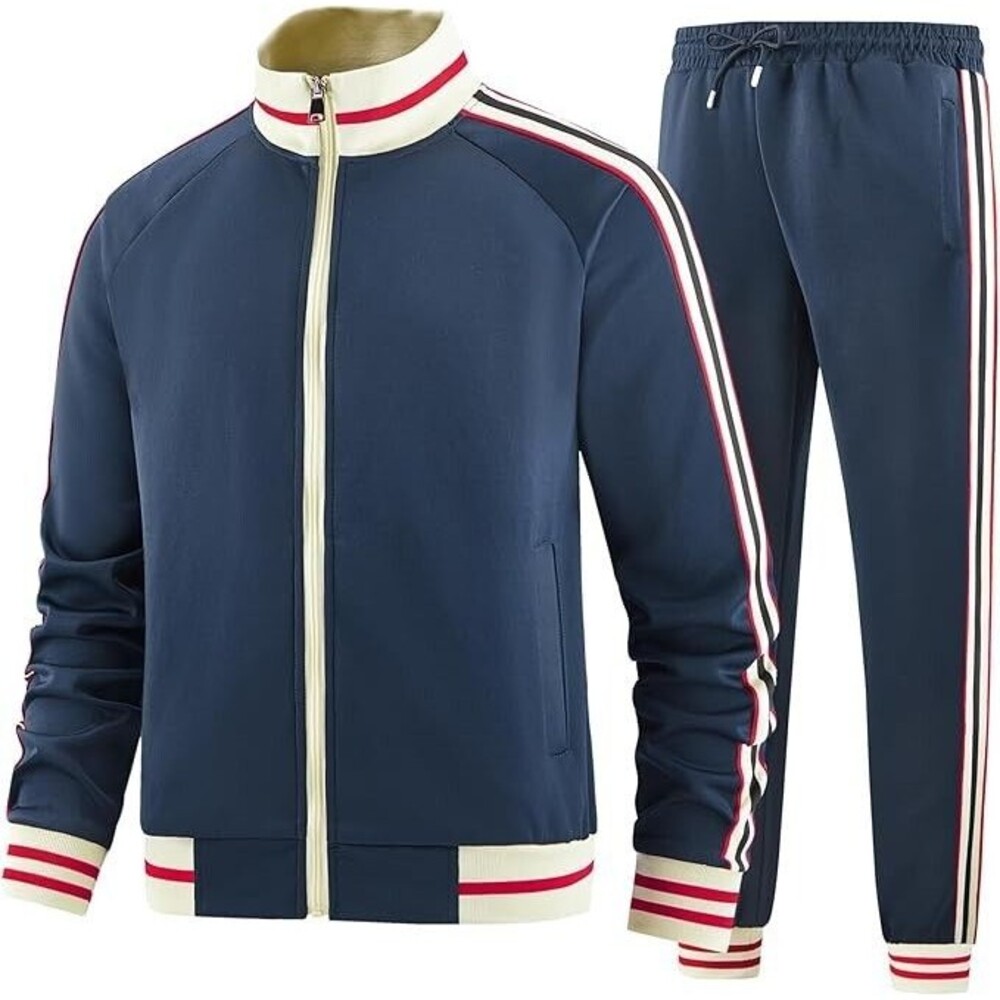 Dioxoib Track Suit Men’s Large Navy Blue Sweatsuit Stretch Jacket Jogger Pants - Picture 5 of 5